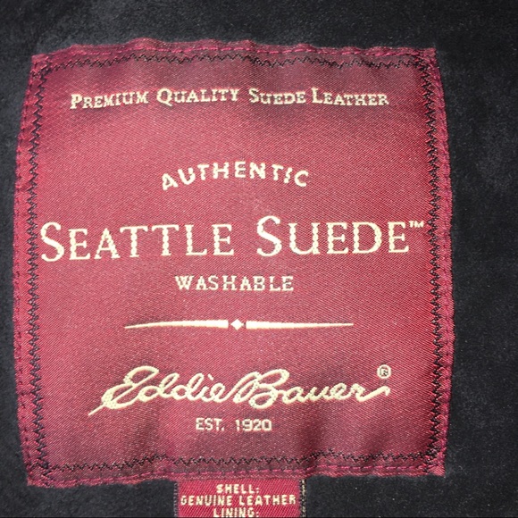 Eddie Bauer black suede leather bomber jacket - Picture 3 of 4